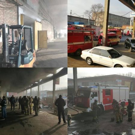 Во Владивостоке произошёл пожар на оптовой базе