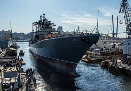 Модернизированный  фрегат  Тихоокеанского  флота    «Маршал Шапошников» выведен из сухого дока